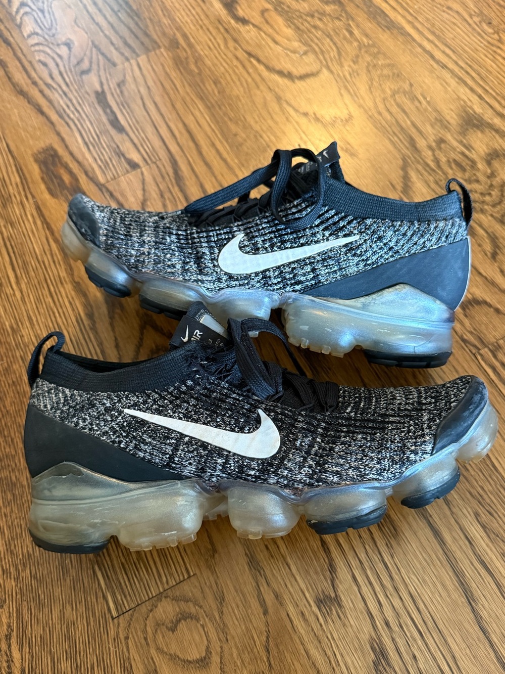 Nike VaporMax Flyknit Sneakers in Black and White - Picture 1 of 4